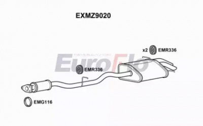 EUROFLO exmz9020 -  Средний / конечный глушитель ОГ