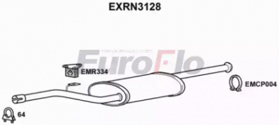 EUROFLO exrn3128 -  Средний глушитель выхлопных газов
