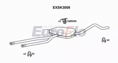 EUROFLO exsk3008 -  Средний глушитель выхлопных газов