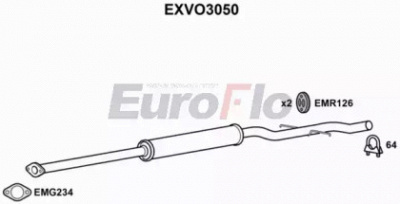 EUROFLO exvo3050 -  Средний глушитель выхлопных газов