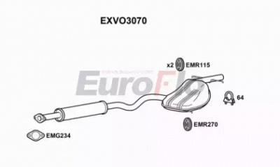 EUROFLO exvo3070 -  Средний глушитель выхлопных газов