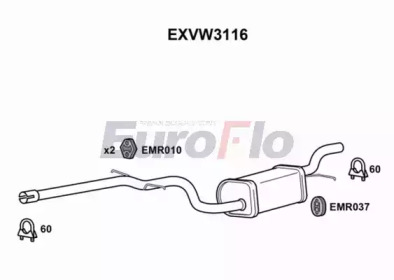 EUROFLO exvw3116 -  Средний глушитель выхлопных газов