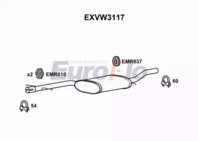 EUROFLO exvw3117 -  Средний глушитель выхлопных газов