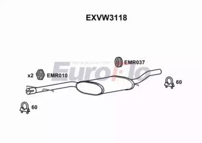 EUROFLO exvw3118 -  Средний глушитель выхлопных газов