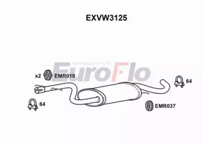 EUROFLO exvw3125 -  Средний глушитель выхлопных газов
