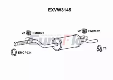 EUROFLO exvw3145 -  Средний глушитель выхлопных газов