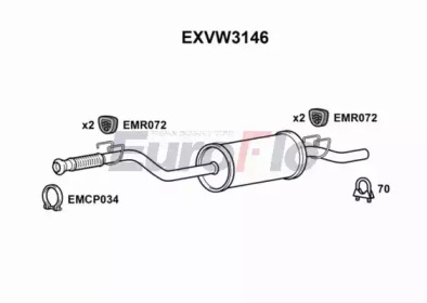 EUROFLO exvw3146 -  Средний глушитель выхлопных газов