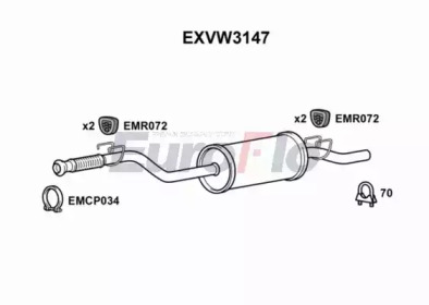 EUROFLO exvw3147 -  Средний глушитель выхлопных газов