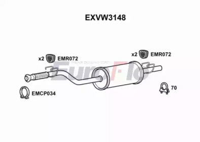 EUROFLO exvw3148 -  Средний глушитель выхлопных газов