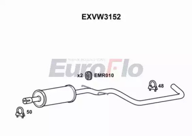 EUROFLO exvw3152 -  Средний глушитель выхлопных газов