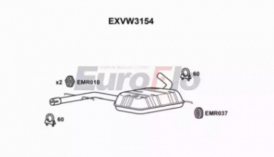 EUROFLO exvw3154 -  Средний глушитель выхлопных газов