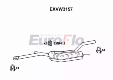 EUROFLO exvw3157 -  Средний глушитель выхлопных газов