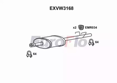 EUROFLO exvw3168 -  Средний глушитель выхлопных газов