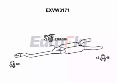 EUROFLO exvw3171 -  Средний глушитель выхлопных газов