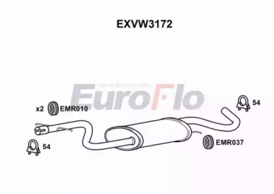 EUROFLO exvw3172 -  Средний глушитель выхлопных газов