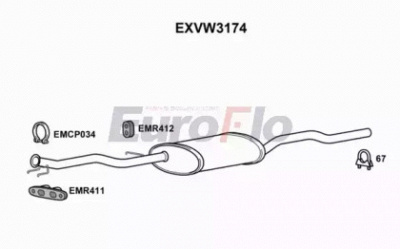 EUROFLO exvw3174 -  Средний глушитель выхлопных газов