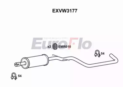 EUROFLO exvw3177 -  Средний глушитель выхлопных газов