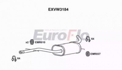 EUROFLO exvw3184 -  Средний глушитель выхлопных газов