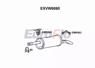 EUROFLO exvw6060 -  Глушитель выхлопных газов конечный