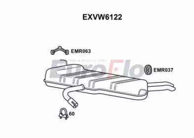 EUROFLO exvw6122 -  Глушитель выхлопных газов конечный