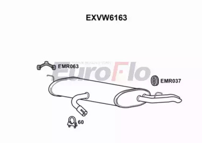 EUROFLO exvw6163 -  Глушитель выхлопных газов конечный