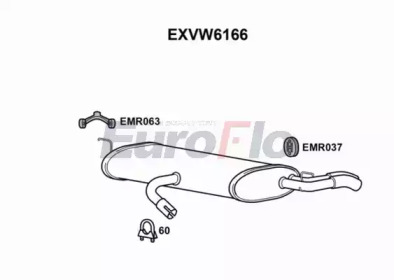 EUROFLO exvw6166 -  Глушитель выхлопных газов конечный