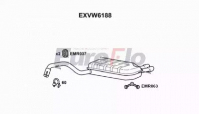 EUROFLO exvw6188 -  Глушитель выхлопных газов конечный