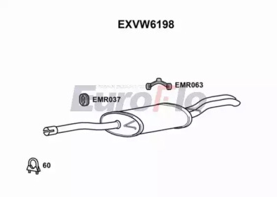 EUROFLO exvw6198 -  Глушитель выхлопных газов конечный