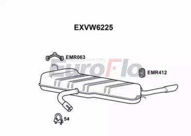 EUROFLO exvw6225 -  Глушитель выхлопных газов конечный
