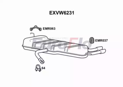 EUROFLO exvw6231 -  Глушитель выхлопных газов конечный