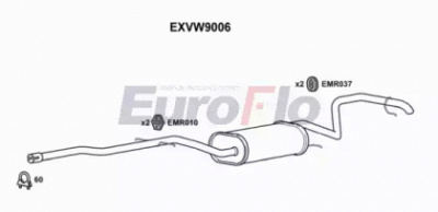 EUROFLO exvw9006 -  Средний / конечный глушитель ОГ