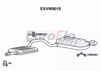EUROFLO exvw9010 -  Средний / конечный глушитель ОГ