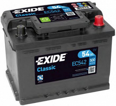 EXIDE ec542 -  АККУМУЛЯТОР EXIDE CLASSIC 12V 50AH 510A ETN 0(R+)