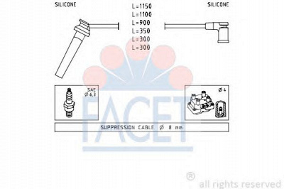 FACET 47214 - Комплект проводов зажигания
