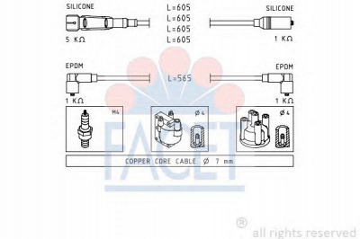 FACET 48725 - Комплект проводов зажигания
