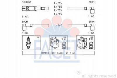 FACET 48727 - Комплект проводов зажигания