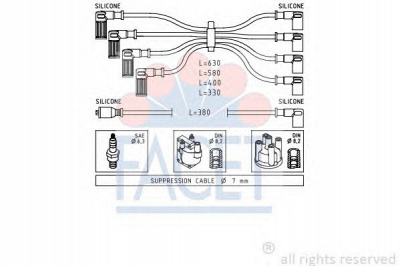 FACET 48808 - Комплект проводов зажигания