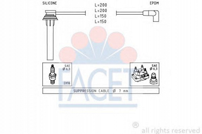 FACET 49507 - Комплект проводов зажигания
