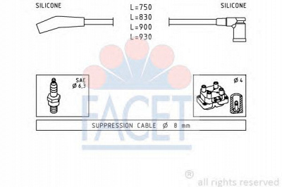 FACET 49568 - Комплект проводов зажигания