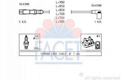FACET 49590 - Комплект проводов зажигания
