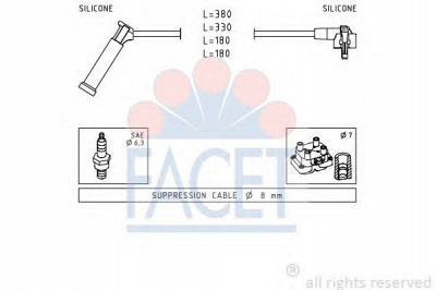 FACET 49619 - Комплект проводов зажигания