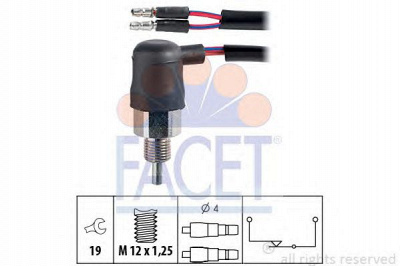 FACET 76047 -  Выключатель, фара заднего хода