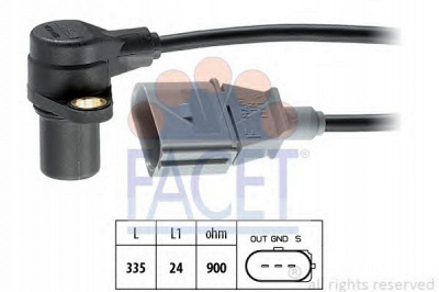 FACET 90398 -  Датчик импульсов Датчик импульсов, маховик| Датчик частоты вращения, управление двигателем| Датчик, положение распределительного вала| Датчик частоты вращения, автоматическая коробка передач