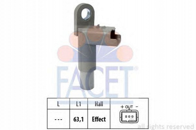 FACET 90463 -  Датчик импульсов Датчик импульсов, маховик| Датчик частоты вращения, управление двигателем| Датчик, положение распределительного вала| Датчик частоты вращения, автоматическая коробка передач