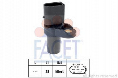 FACET 90473 -  Датчик импульсов Датчик импульсов, маховик| Датчик частоты вращения, управление двигателем| Датчик, положение распределительного вала| Датчик частоты вращения, автоматическая коробка передач