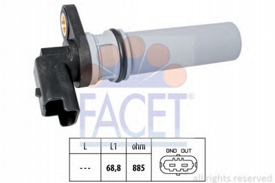 FACET 90537 -  Датчик импульсов Датчик импульсов, маховик| Датчик частоты вращения, управление двигателем| Датчик, положение распределительного вала| Датчик частоты вращения, автоматическая коробка передач