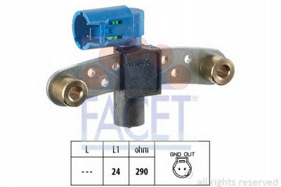FACET 90597 -  Датчик импульсов Датчик импульсов, маховик| Датчик частоты вращения, управление двигателем| Датчик, положение распределительного вала| Датчик частоты вращения, автоматическая коробка передач