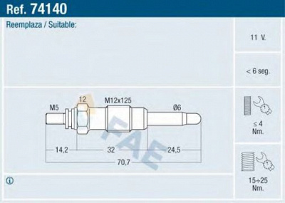 FAE 74140 -  Свеча накаливания