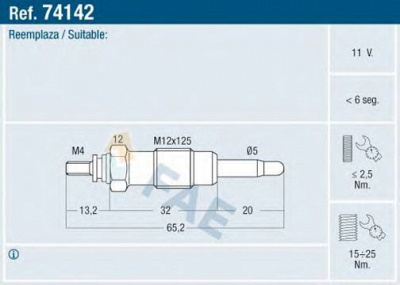 FAE 74142 -  Свеча накаливания