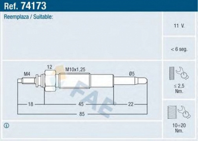 FAE 74173 -  Свеча накаливания